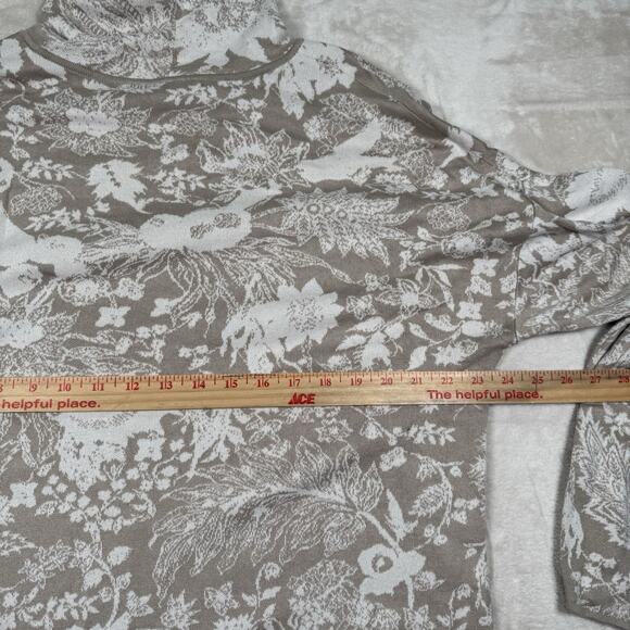 Peruvian Connection Floral Pima Cotton Mock Neck Sweater Women’s Size XL Beige - Picture 5 of 7